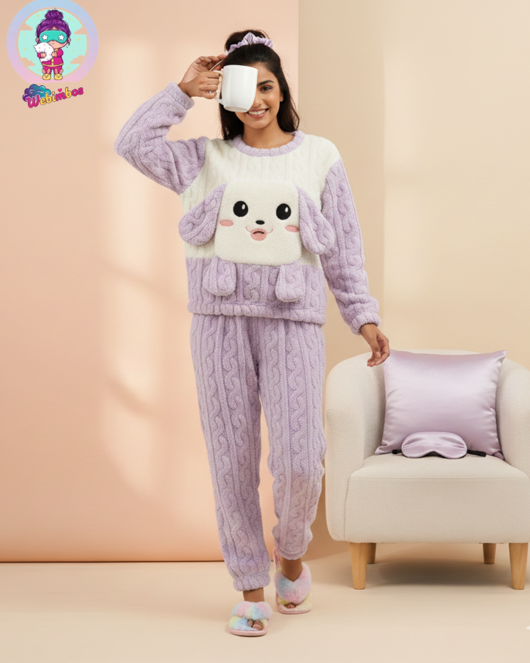 Lilac Cozy Pup Fleece Nightwear Set