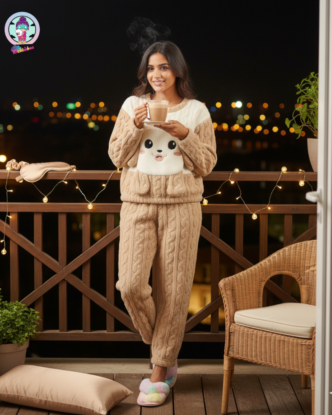 Cozy Puppy Knit Winter Co-ord Set – Brown