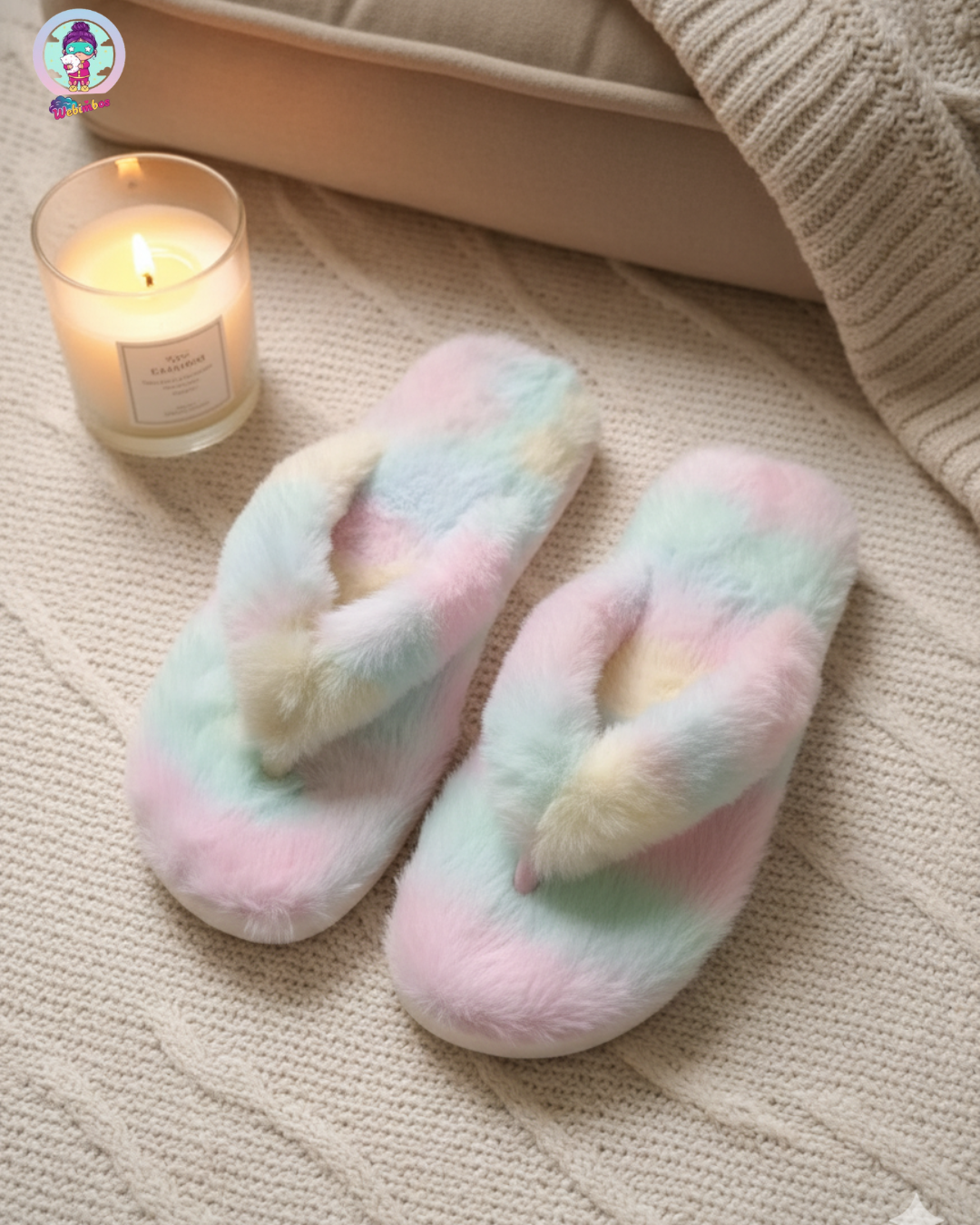 Women’s Cozy Multicolor Fur Slippers